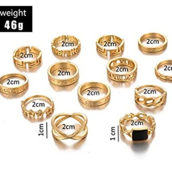 13 Pcs. BOHO CHIC GOLD STACKABLE KNUCKLE RINGS NWT - Picture 5 of 5